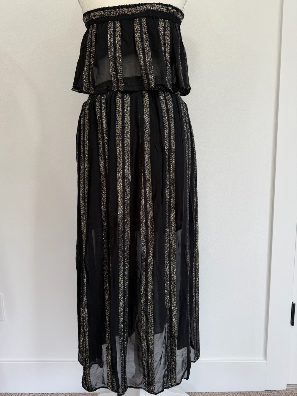 Free People Carmen Lurex Strapless Set Black Metallic Boho Occasion Size S - Picture 7 of 7